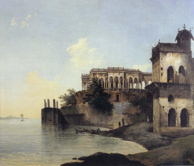 unknow artist View of the Ruins of a Palace at Gazipoor on the River Ganges Sweden oil painting art